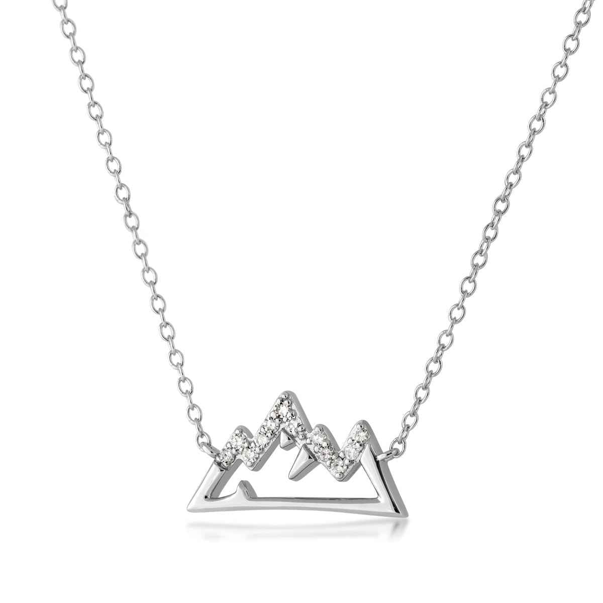 1/10 ct. tw. Diamond Mountain Necklace in 10K White Gold