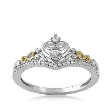 GOLD TAG Infinite Love 1/8 ct. tw. Diamond Crown Promise Ring in 10K Yellow and White Gold - US01108RF0013T0