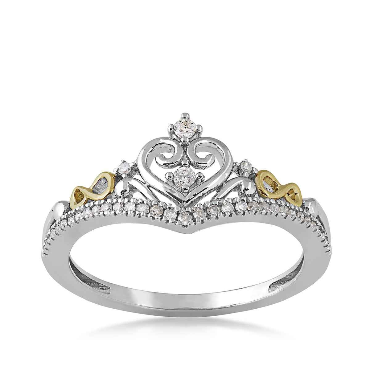 Infinite Love 1/8 ct. tw. Diamond Crown Promise Ring in 10K Yellow and White Gold