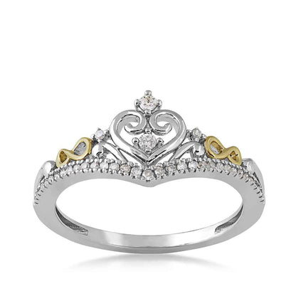Infinite Love 1/8 ct. tw. Diamond Crown Promise Ring in 10K Yellow and White Gold