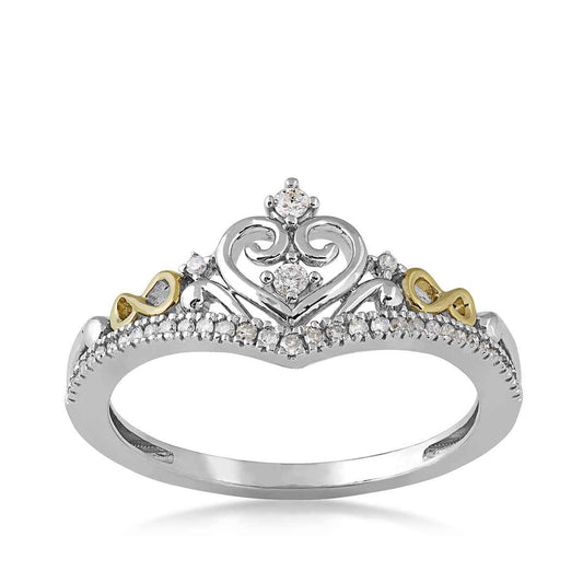 Infinite Love 1/8 ct. tw. Diamond Crown Promise Ring in 10K Yellow and White Gold