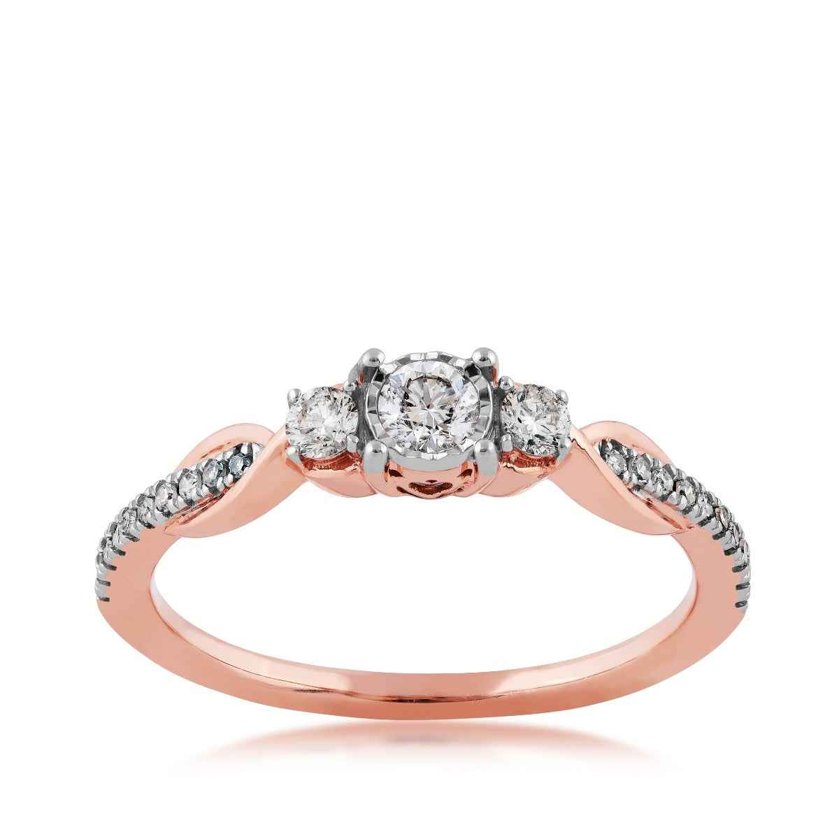 Infinite Love 1/3 ct. tw. Diamond 3-Stone Promise Ring in 10K Pink Gold