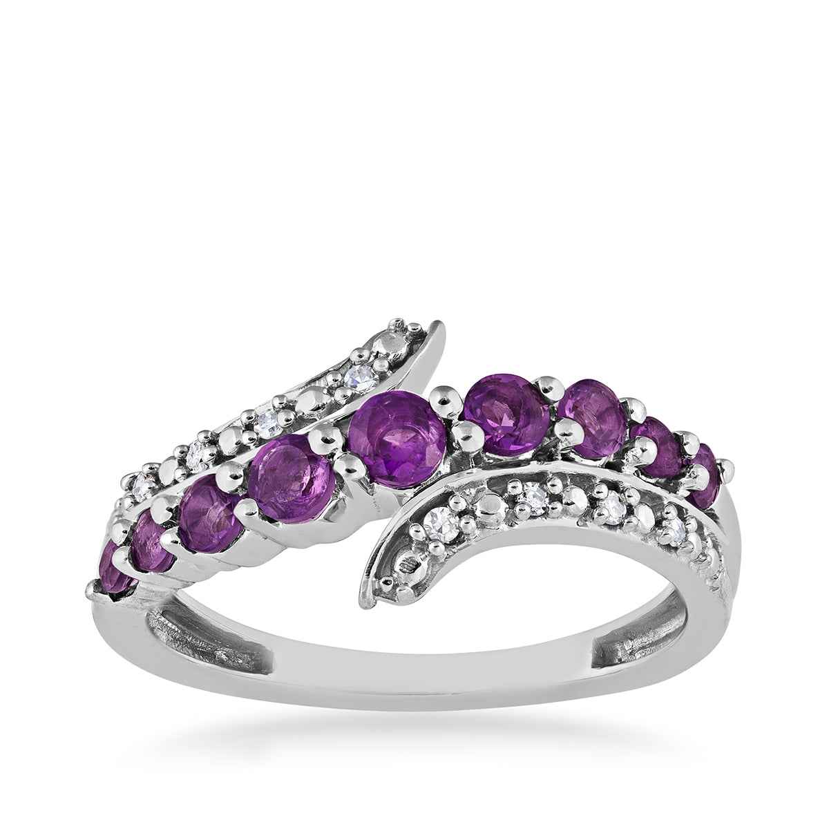 Journey Collection Amethyst and .05 ct. tw. Diamond Ring in Sterling Silver