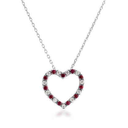 Ruby and .08 ct. tw. Diamond Heart Pendant in 10K White Gold
