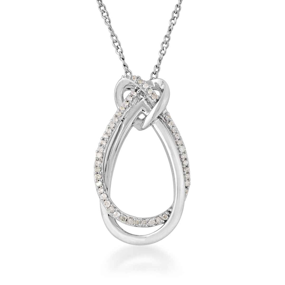 Love Knot 1/10 ct. tw. Diamond Heart Loop Pendant in Sterling Silver