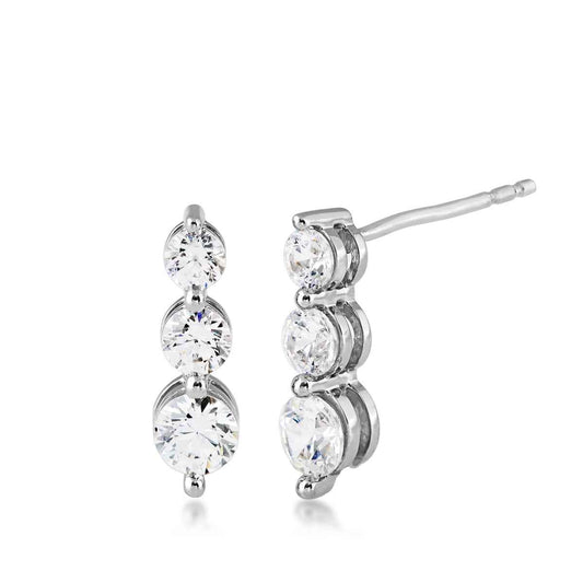 Adamante 1 ct. tw. Lab-Grown Diamond 3-stone Earrings in 10K White Gold