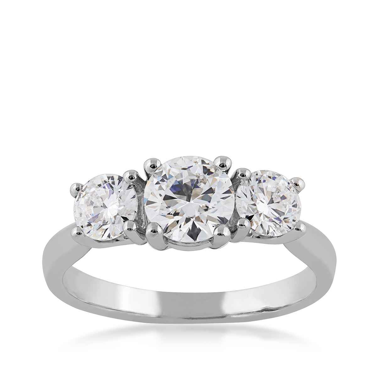 Adamante 1-1/2 ct. tw. Lab-Grown Round Brilliant Diamond 3-Stone Ring in 14K White Gold