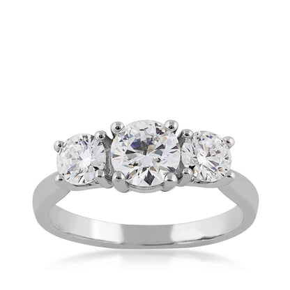 Adamante 1-1/2 ct. tw. Lab-Grown Round Brilliant Diamond 3-Stone Ring in 14K White Gold