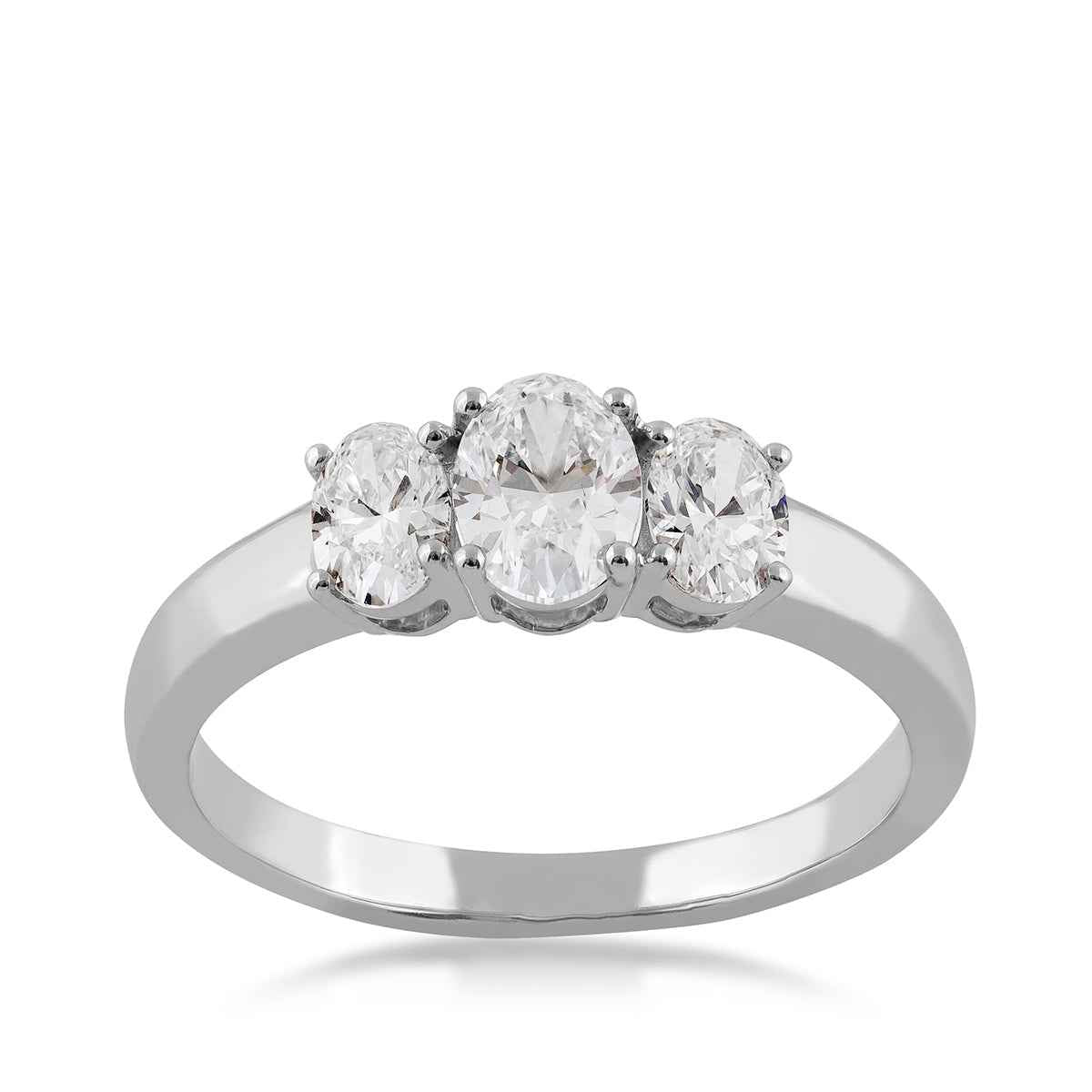 Adamante 1 ct. tw. Lab-Grown Oval Diamond 3-Stone Ring in 10K White Gold