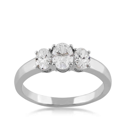 Adamante 1 ct. tw. Lab-Grown Oval Diamond 3-Stone Ring in 10K White Gold