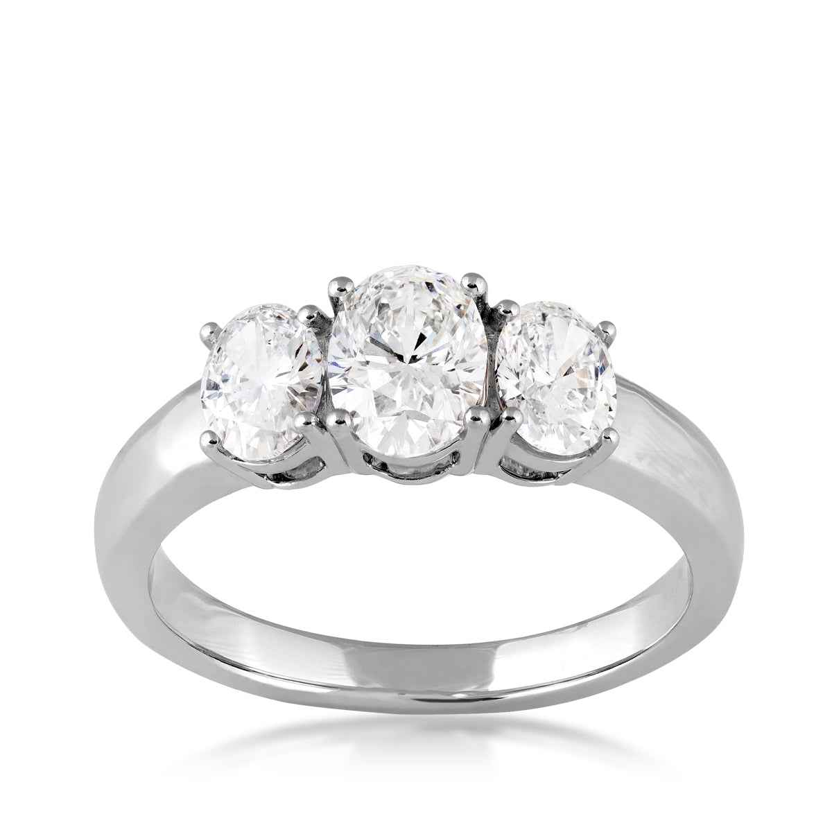 Adamante 1-1/2 ct. tw. Lab-Grown Oval Diamond 3-Stone Ring in 10K White Gold