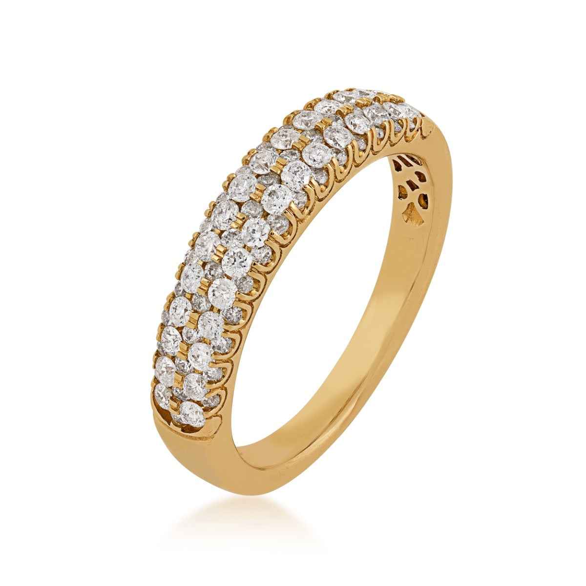 1/2 ct. tw. Two Row Diamond Anniversary Band in 14K Yellow Gold front view