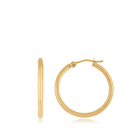 2X15mm Polished Hoop Earrings in 14K Yellow Gold