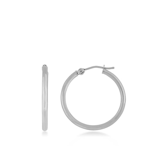 2X15mm Polished Hoop Earrings in 14K White Gold