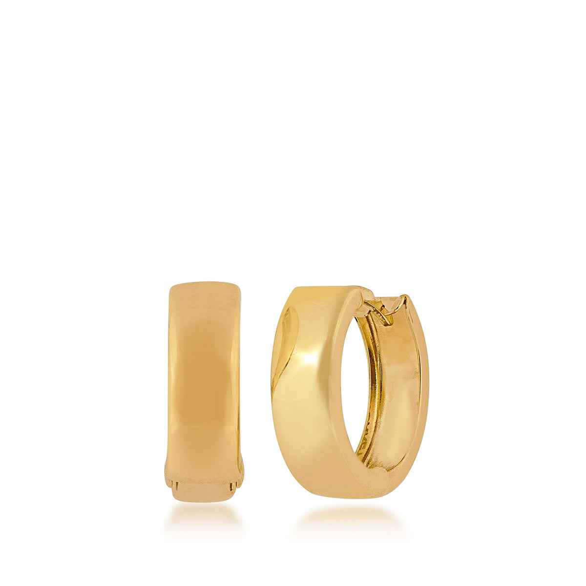 Shiny Huggie Hoop Earrings in 10K Yellow Gold