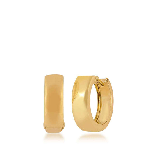 Shiny Huggie Hoop Earrings in 10K Yellow Gold