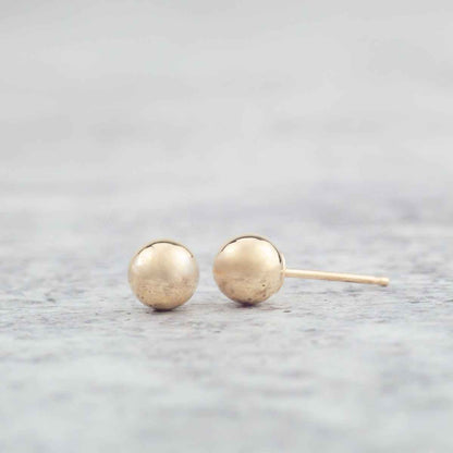 5mm Polished Ball Stud Earrings in 14K Yellow Gold front view