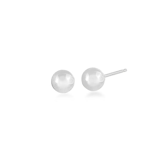 5mm Polished Ball Stud Earrings in 14K White Gold