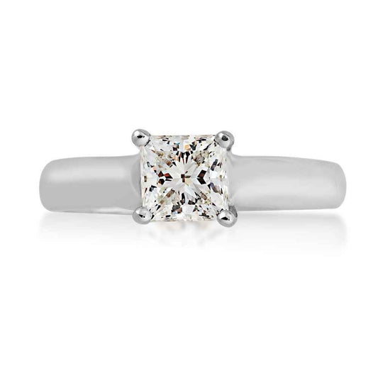 Noventa 1 ct. tw. Princess Cut Diamond Solitaire Engagement Ring in 14K White Gold front view