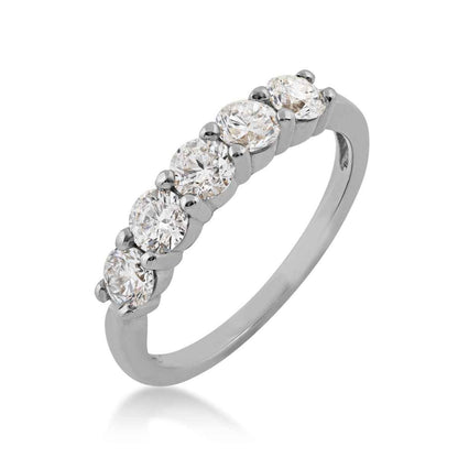 1 ct. tw. Round 5-Stone Prong Set Diamond Band in 14K White Gold front view
