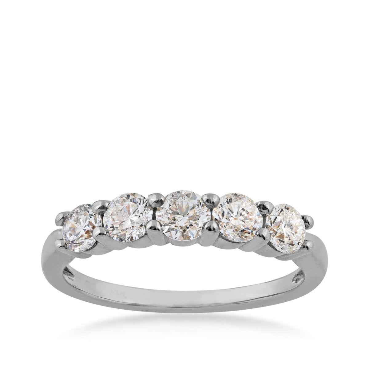 1 ct. tw. Round 5-Stone Prong Set Diamond Band in 14K White Gold