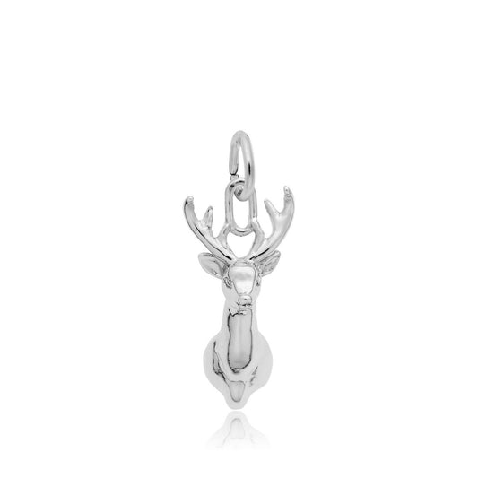 Deer Head Charm in Sterling Silver