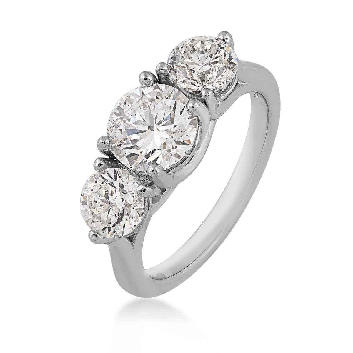 3 ct. tw. 3-Stone Round Brilliant Diamond Anniversary Ring in 14K White Gold front view