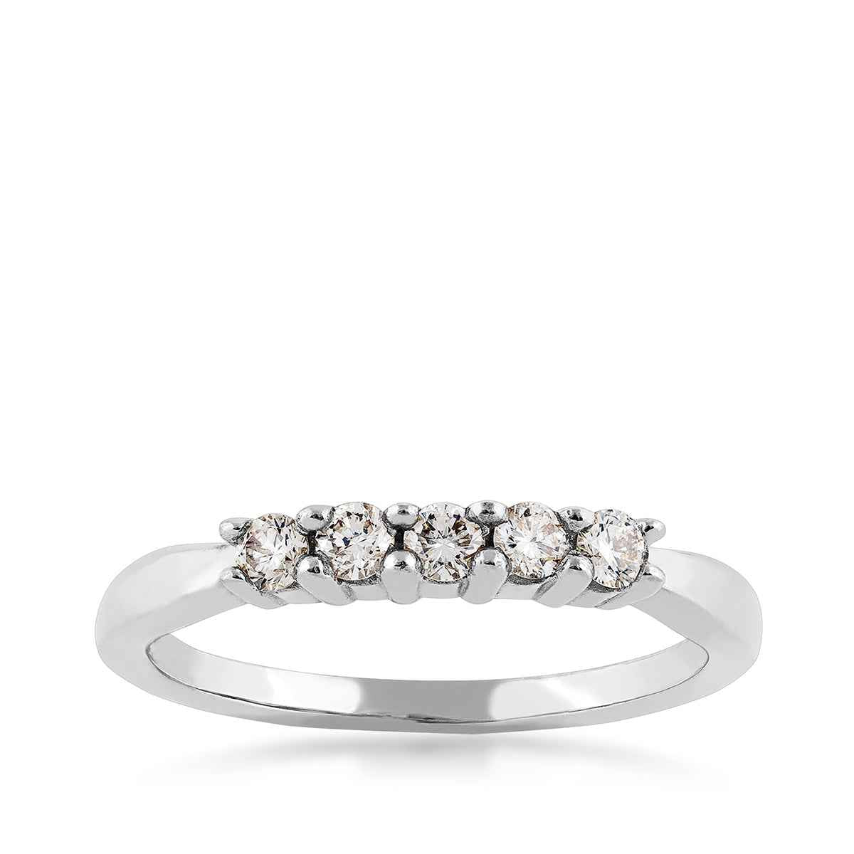1/4 ct. tw. 5-Stone Round Brilliant Diamond Anniversary Band in 14K White Gold