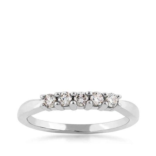 1/4 ct. tw. 5-Stone Round Brilliant Diamond Anniversary Band in 14K White Gold