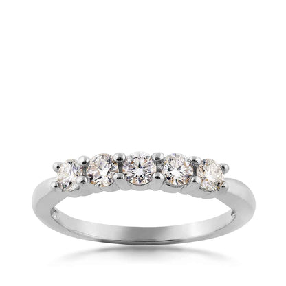 1/2 ct. tw. Round Brilliant Diamond 5-Stone Anniversary Ring in 14K White Gold