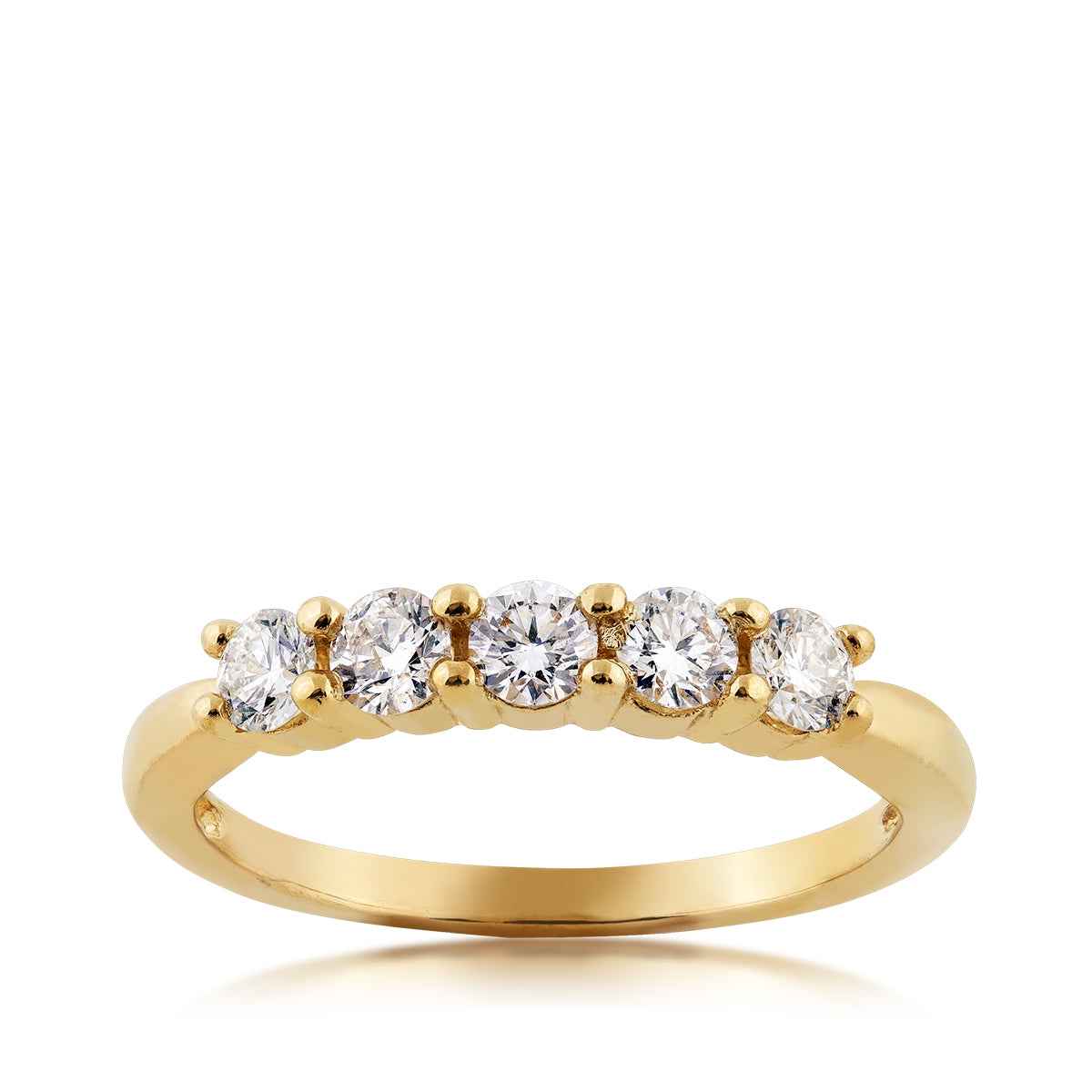 1/2 ct. tw. Round Brilliant Diamond 5-Stone Anniversary Band 14K Yellow Gold