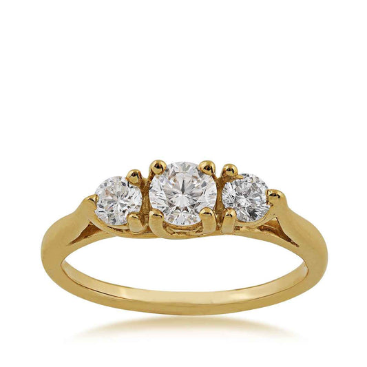 3/4 ct. tw. Round Brilliant Diamond 3-Stone Anniversary Ring in 14K Yellow Gold