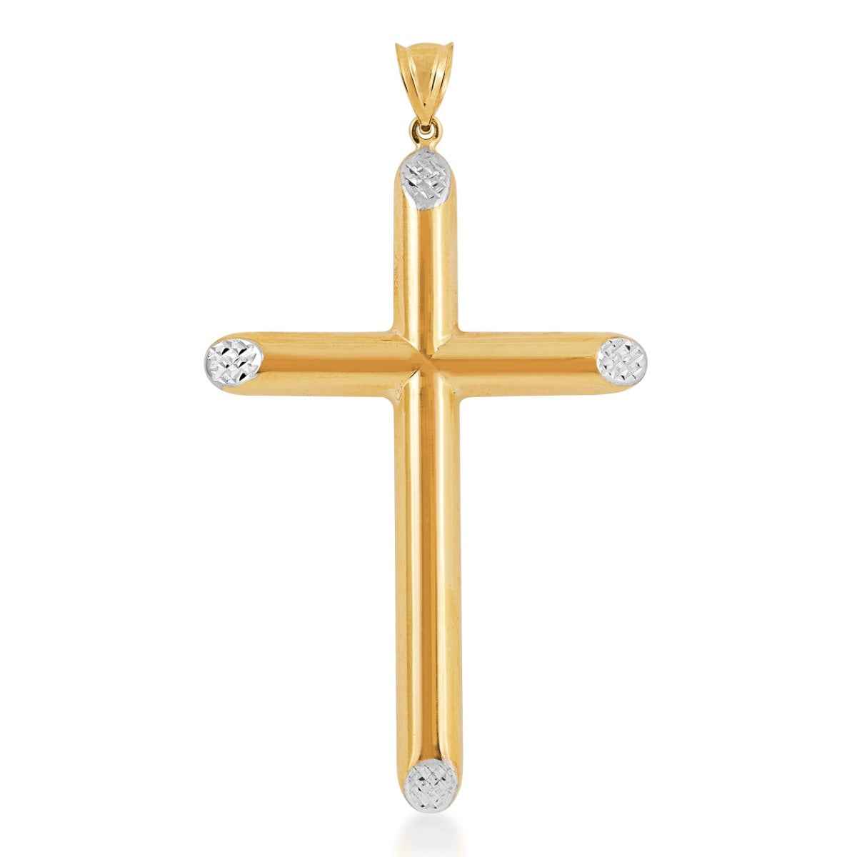 Cross Pendant in 10K Yellow and White Gold