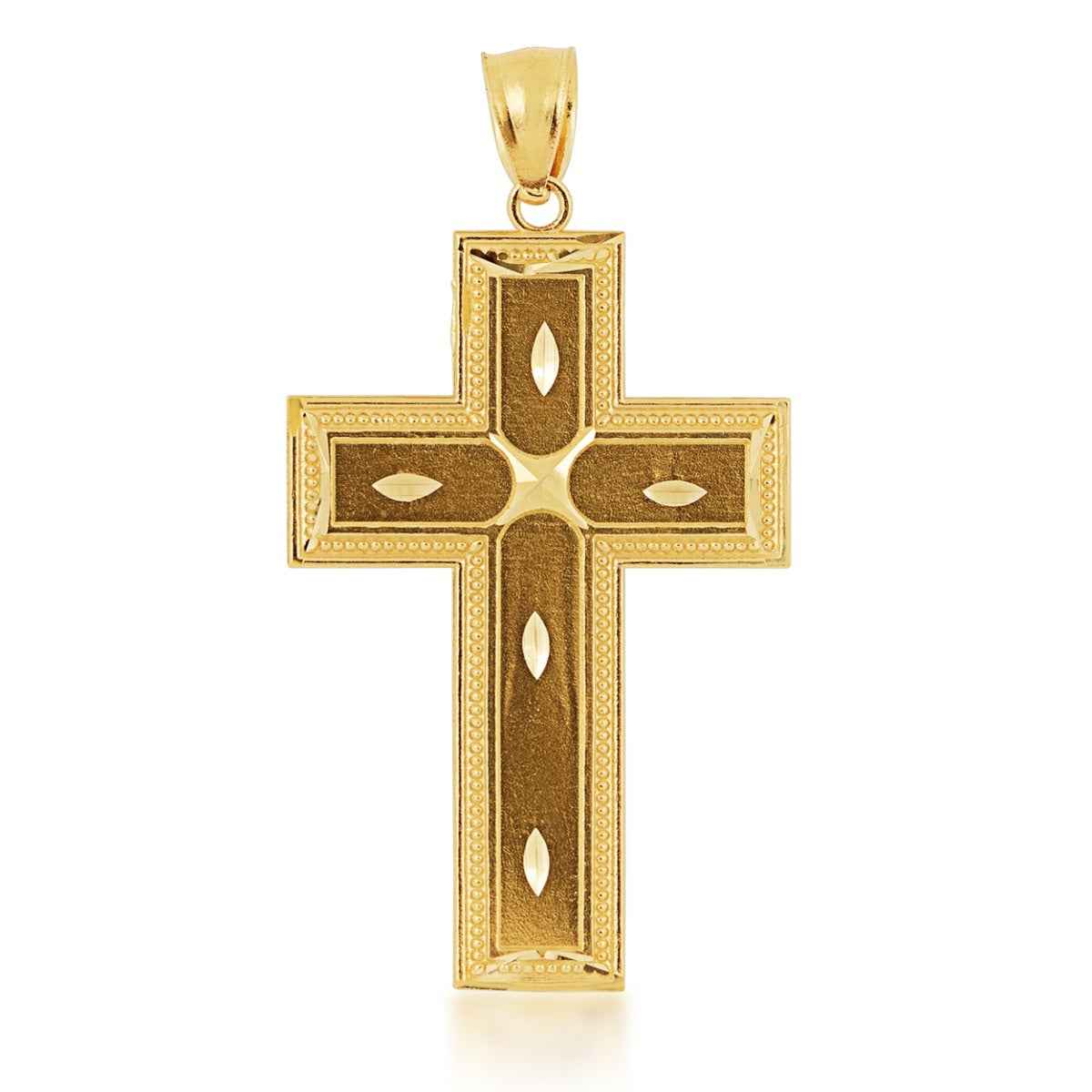 Milgrain Cross Pendant in 14K Yellow Gold