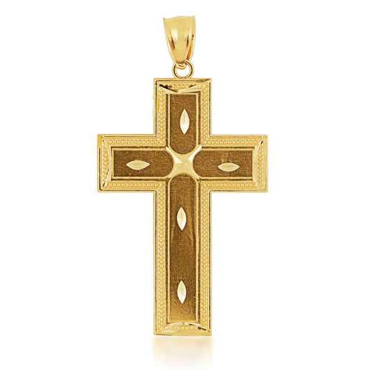Milgrain Cross Pendant in 14K Yellow Gold
