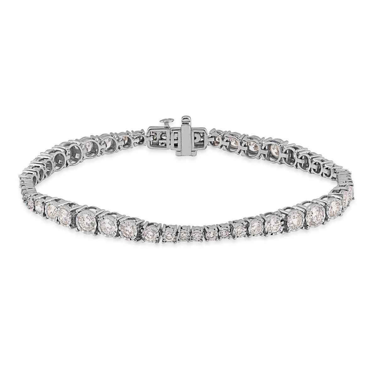 4 ct. tw. Graduated Diamond Miracle Plate Tennis Bracelet in 14K White Gold