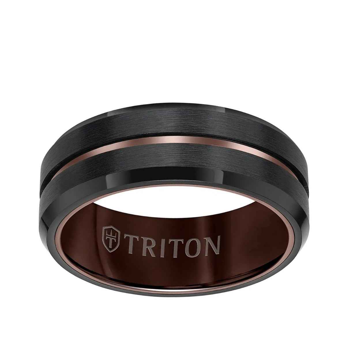Triton Men's 8mm Espresso Tungsten With Satin Finish Wedding Ring