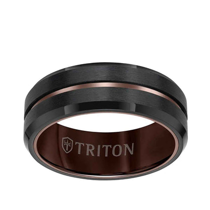 Triton Men's 8mm Espresso Tungsten With Satin Finish Wedding Ring