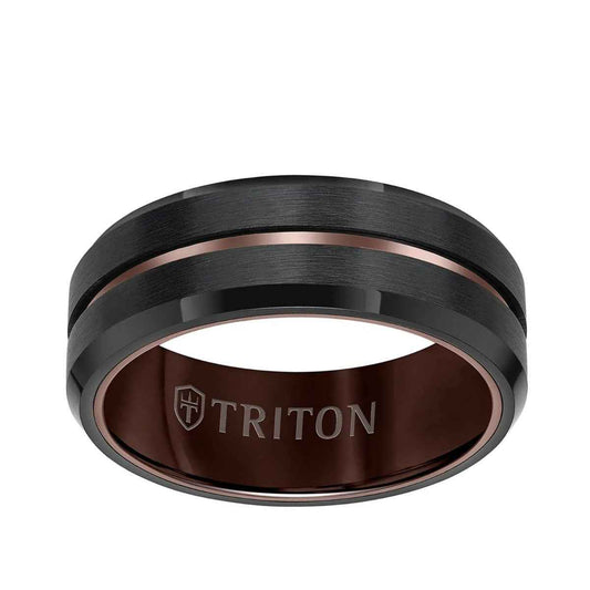 Triton Men's 8mm Espresso Tungsten With Satin Finish Wedding Ring