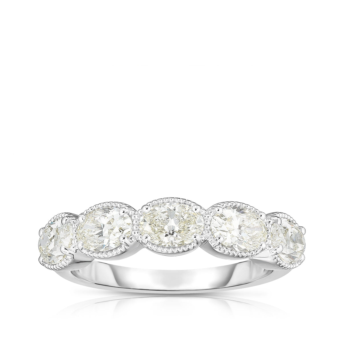 1-5/8 ct. tw. Oval 5-Stone Diamond Ring with Milgrain Halos in 14K White Gold