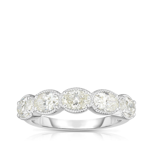 1-5/8 ct. tw. Oval 5-Stone Diamond Ring with Milgrain Halos in 14K White Gold