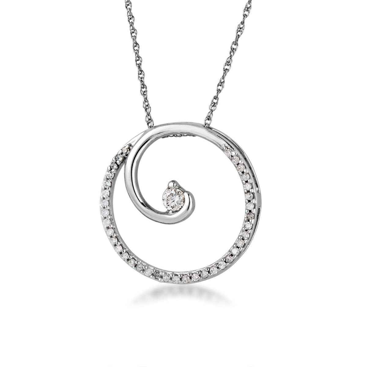 Circle Diamond Necklace in 10K White Gold