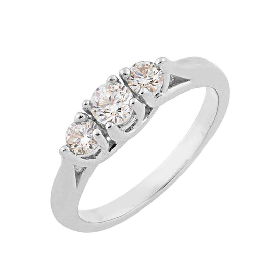 1/2 ct. tw. 3-stone Diamond Anniversary Ring in 14K White Gold front view