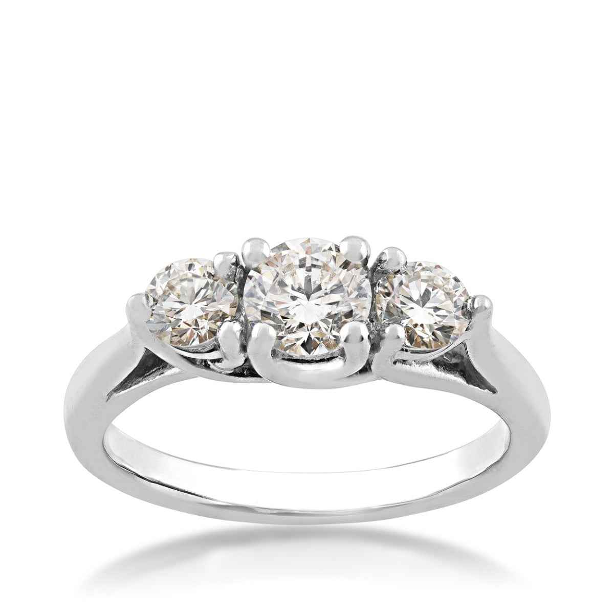 1 ct. tw. 3-Stone Round Brilliant Diamond Anniversary Ring in 14K White Gold