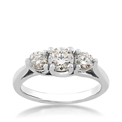 1 ct. tw. 3-Stone Round Brilliant Diamond Anniversary Ring in 14K White Gold