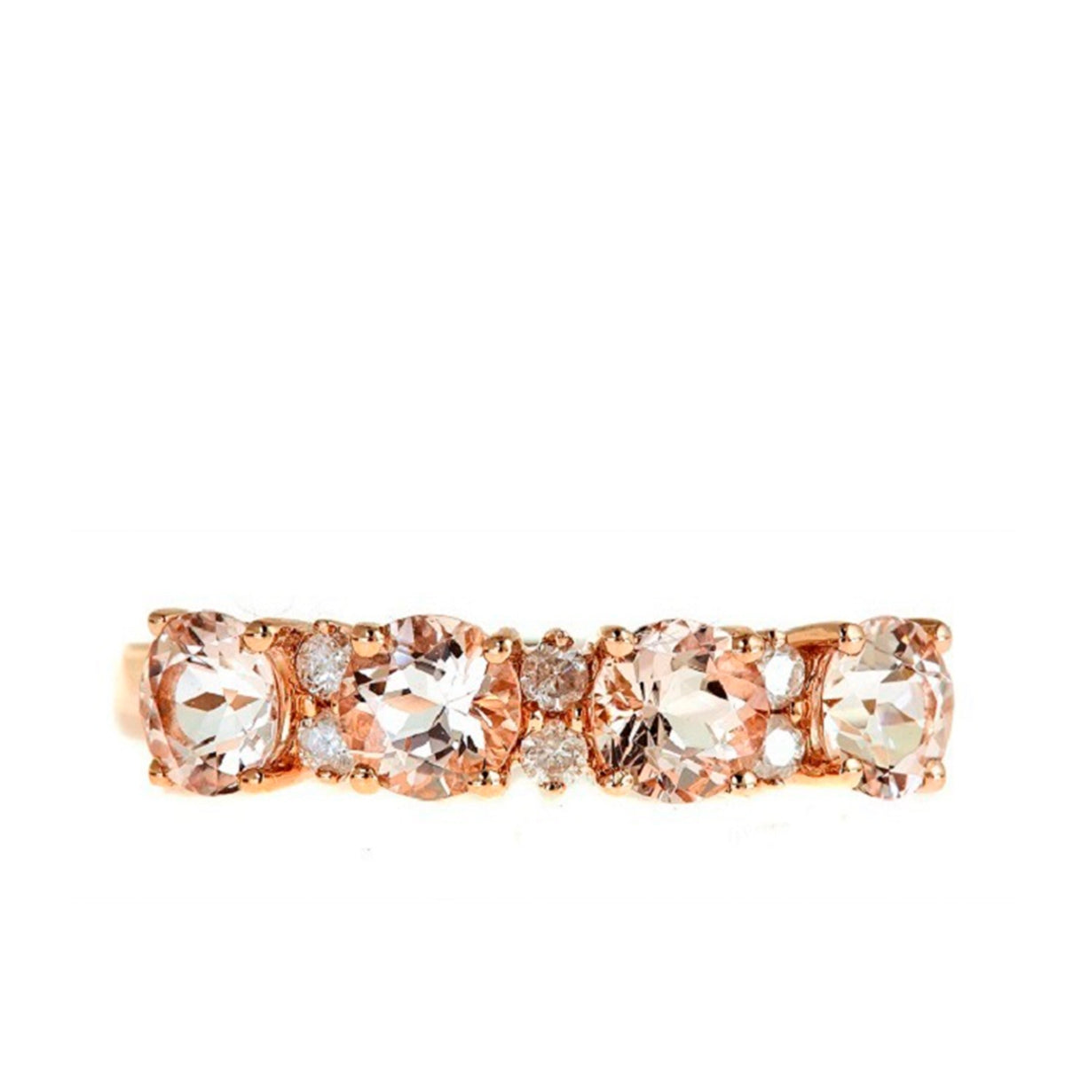 Morganite and 1/10 ct. tw. Diamond Anniversary Ring in 10K Pnk Gold