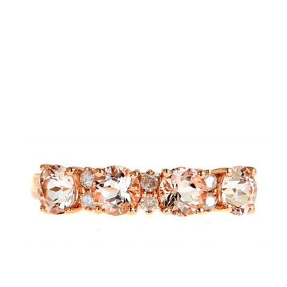 Morganite and 1/10 ct. tw. Diamond Anniversary Ring in 10K Pnk Gold