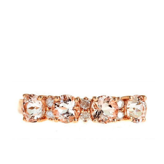 Morganite and 1/10 ct. tw. Diamond Anniversary Ring in 10K Pnk Gold