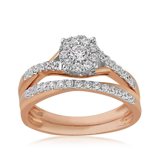 True Promise 1/2 ct. tw. Twist Band Wedding Set in 10K Pink and White gold