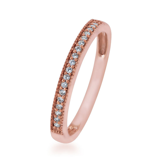 Perfect Match 1/10 ct. tw. Diamond Milgrain Stackable Ring in 10K Pink Gold front view